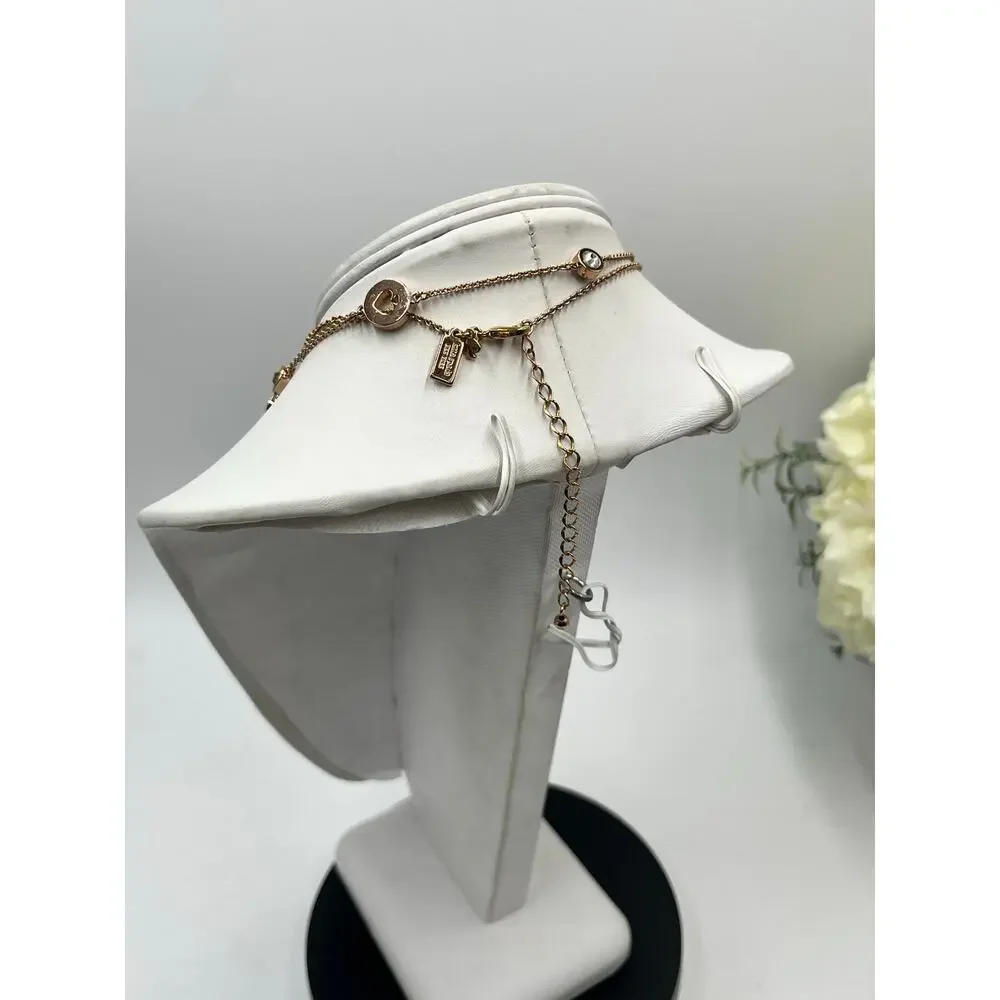 Kate Spade Spot The Spade Long Rose Gold Bezel Crystal Spade Station Necklace‎